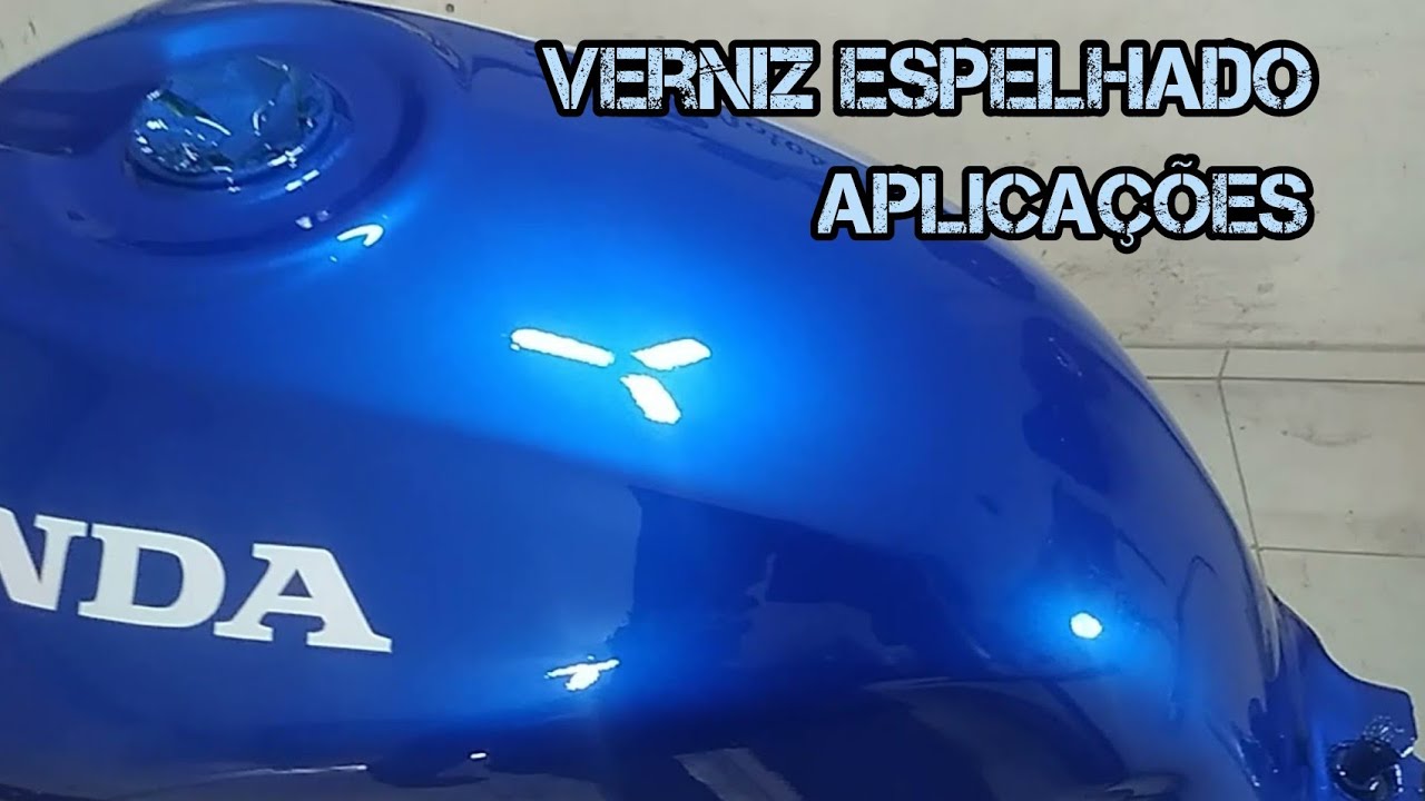 pintando tanque de moto ,aplicacao da tinta poliéster metálico ,primer e verniz espelhado