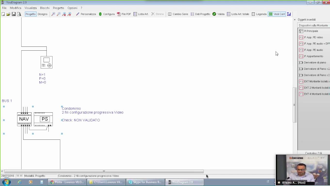 Sistema Videocitofonico 2 fili BTicino: Youdiagram