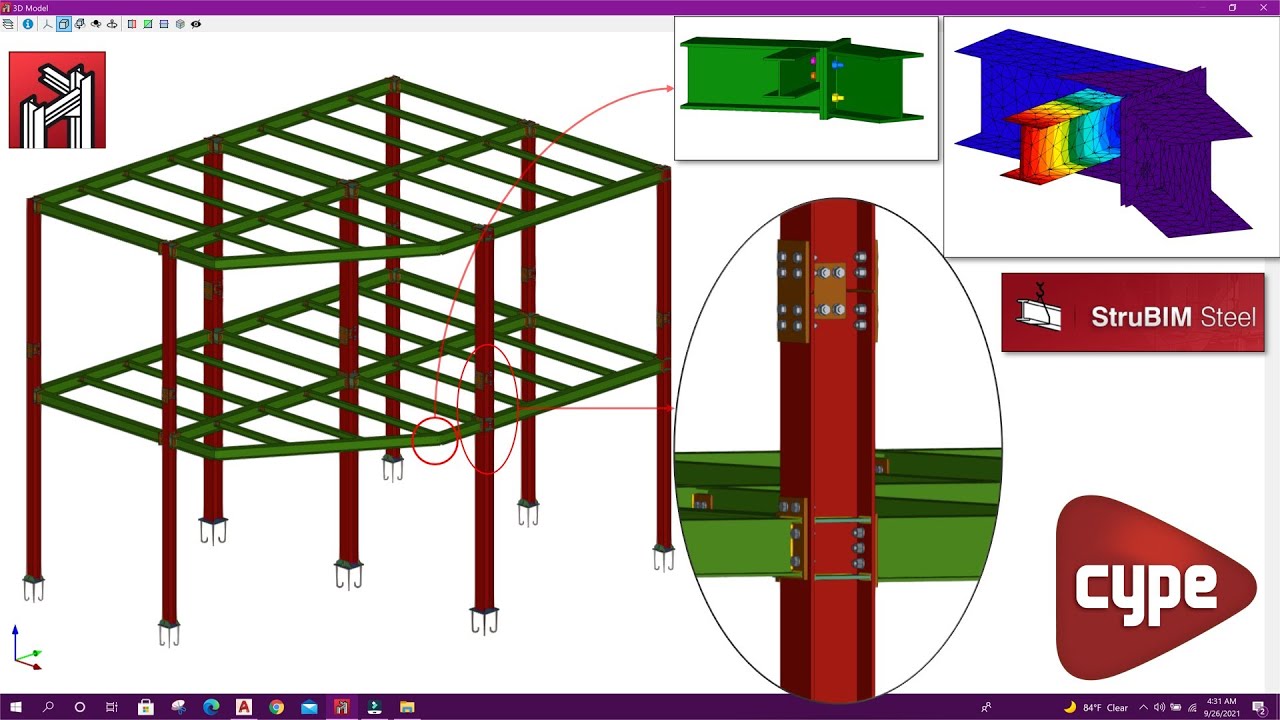 Steel Structure Design with Connection in CYPE 3D and StruBIM Steel