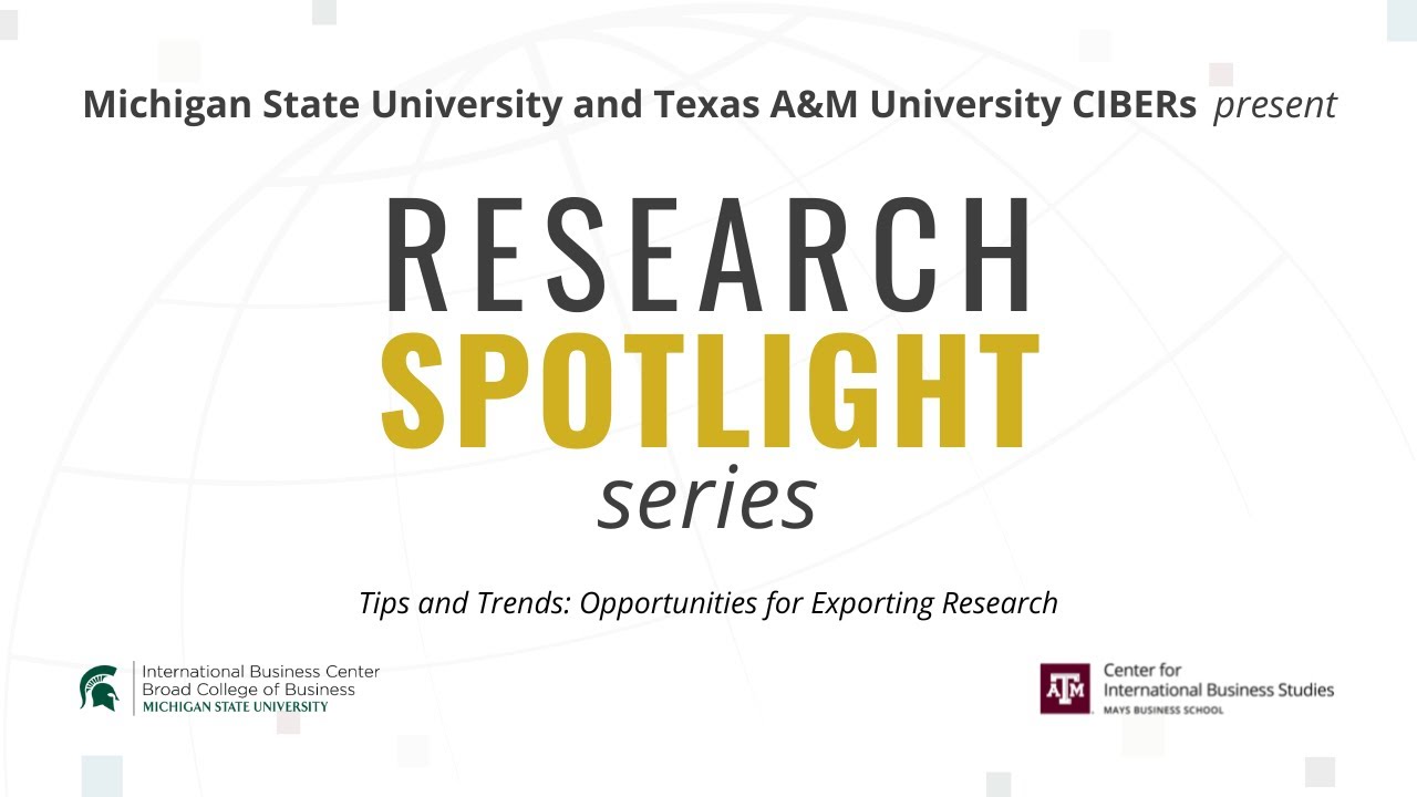 Tips and Trends: Opportunities for Exporting Research