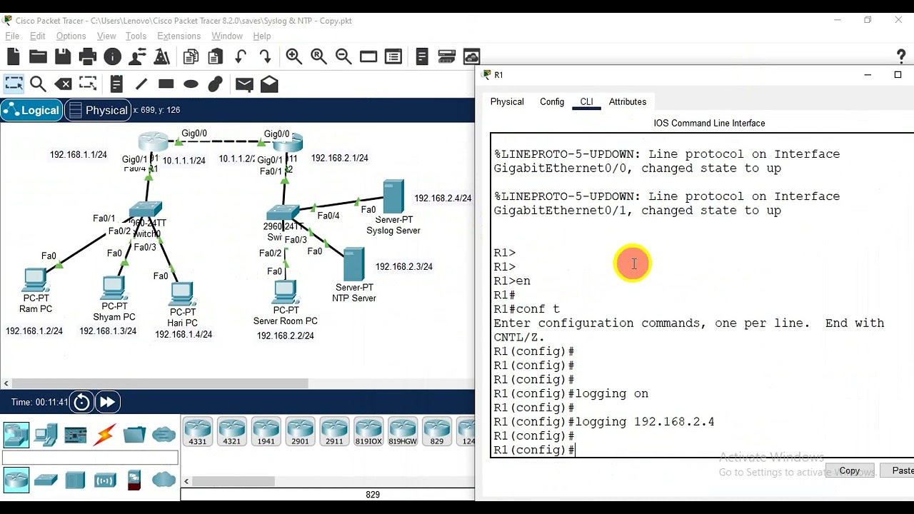 How to Configure Syslog & NTP (Network Time Protocol) Server in Cisco Packet Tracer