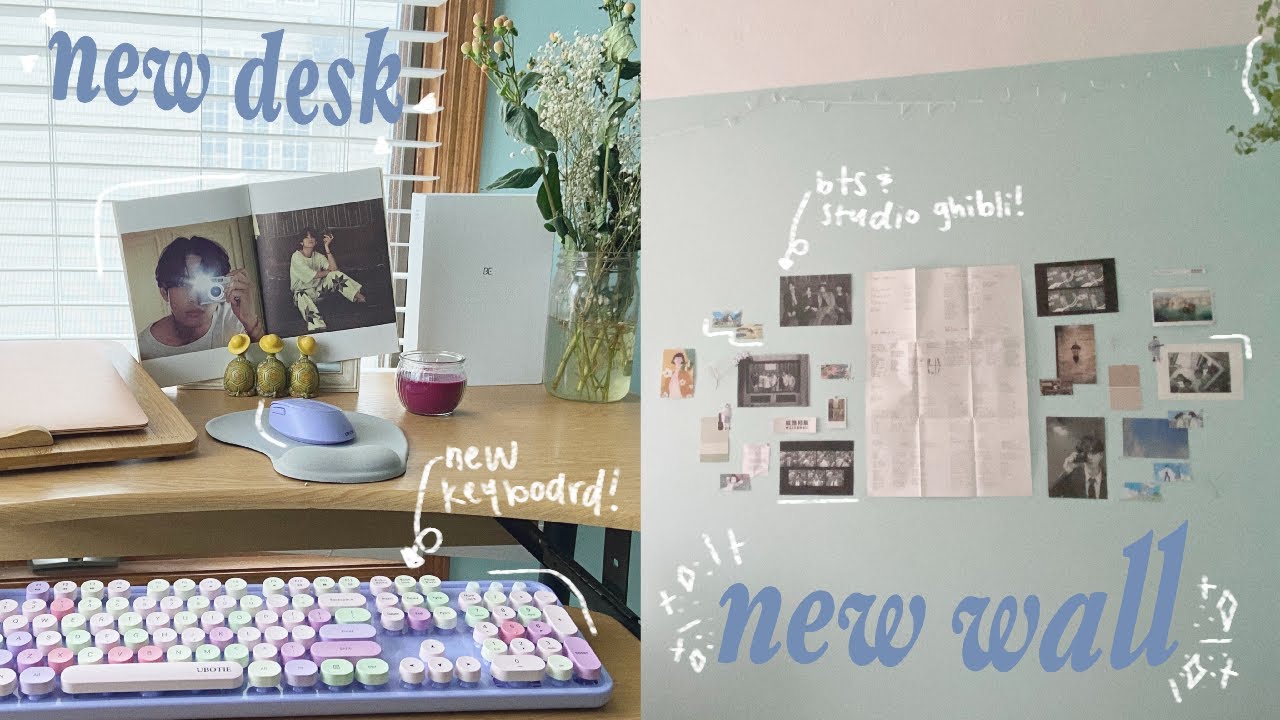 new desk setup and wall decor; studio ghibli & kpop themed (ft. reflectly the journaling app!)