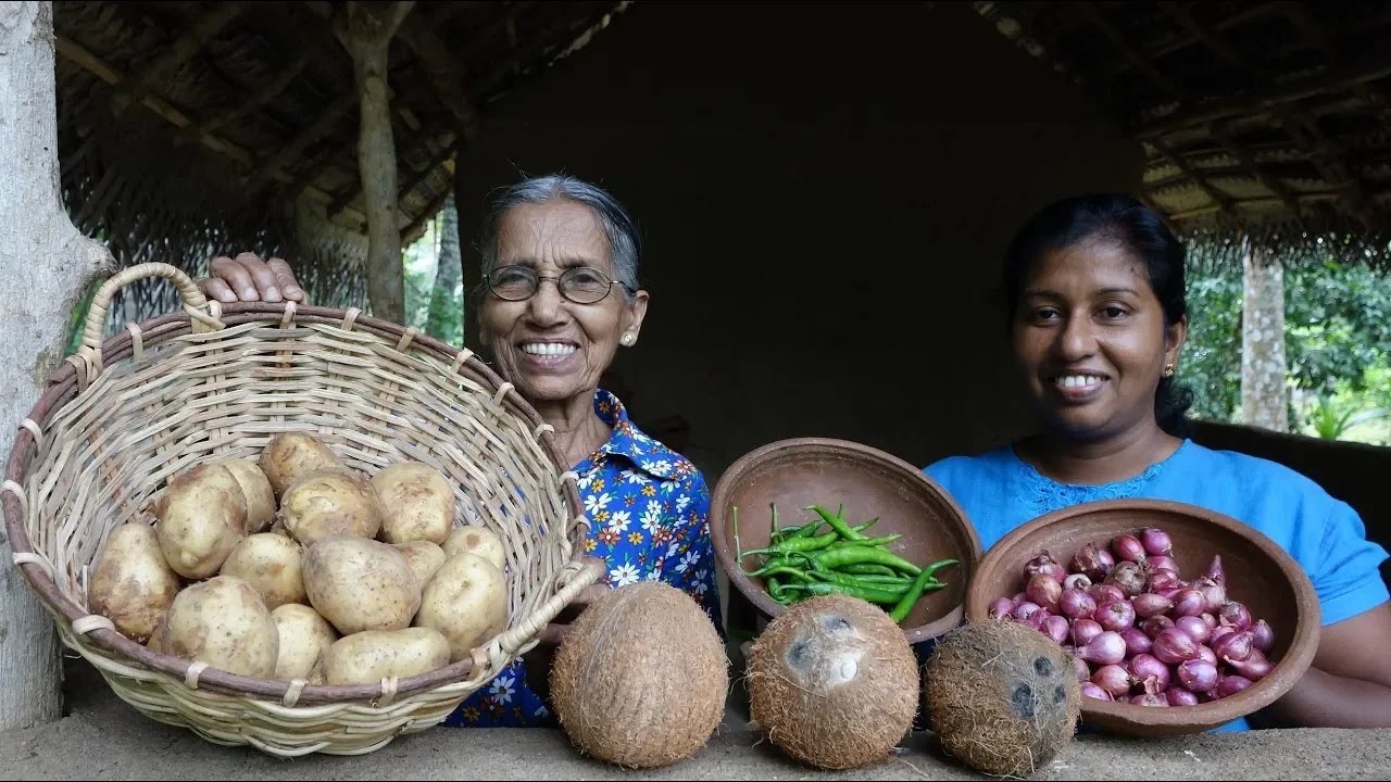 Potato Recipe - Creamy Potato Curry by Grandma & Daughter ❤ Village Life