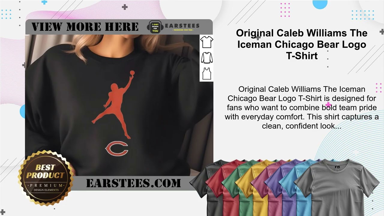 Original Caleb Williams The Iceman Chicago Bear Logo T-Shirt