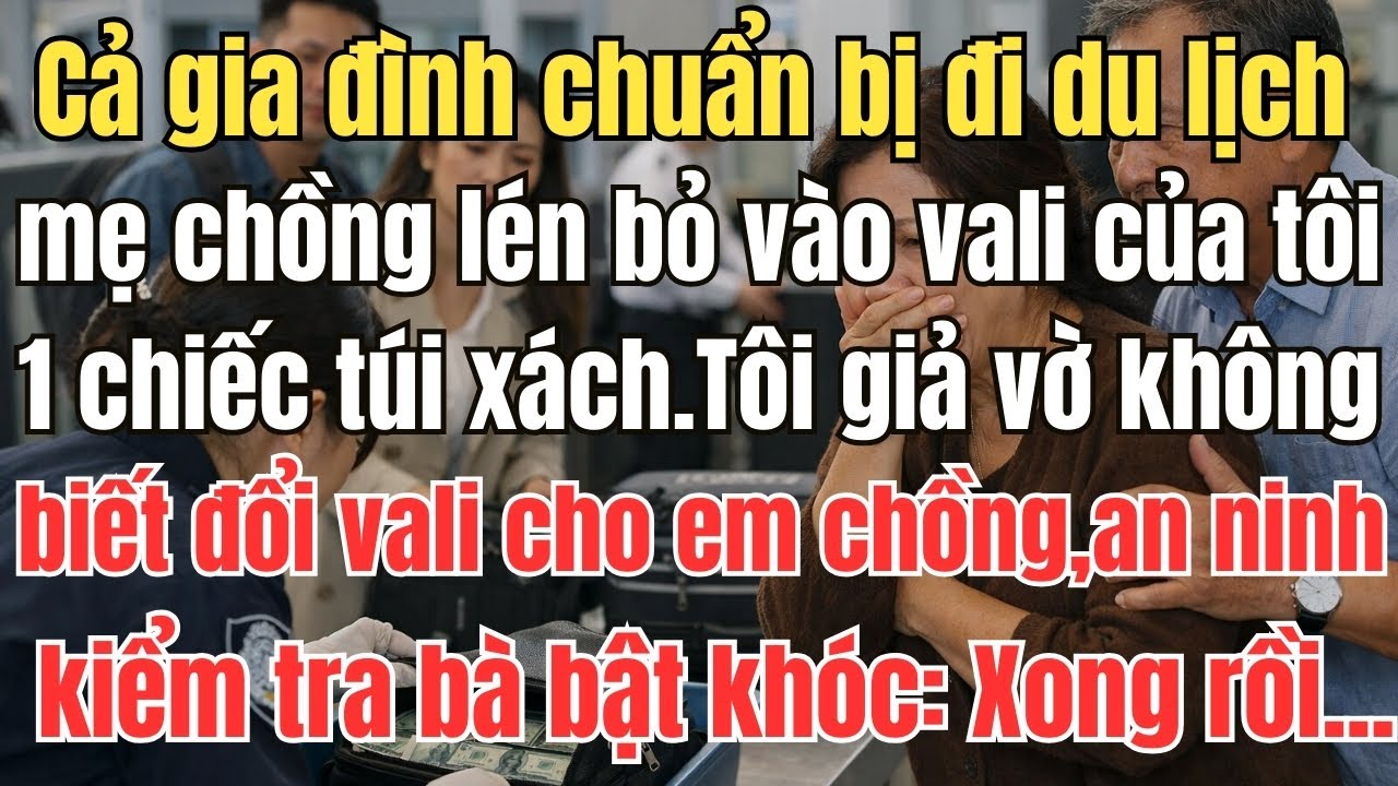 Cả gia đình chuẩn bị đi du lịch. Khi thu xếp hành lý, mẹ chồng lén bỏ vào vali của tôi một chiếc túi