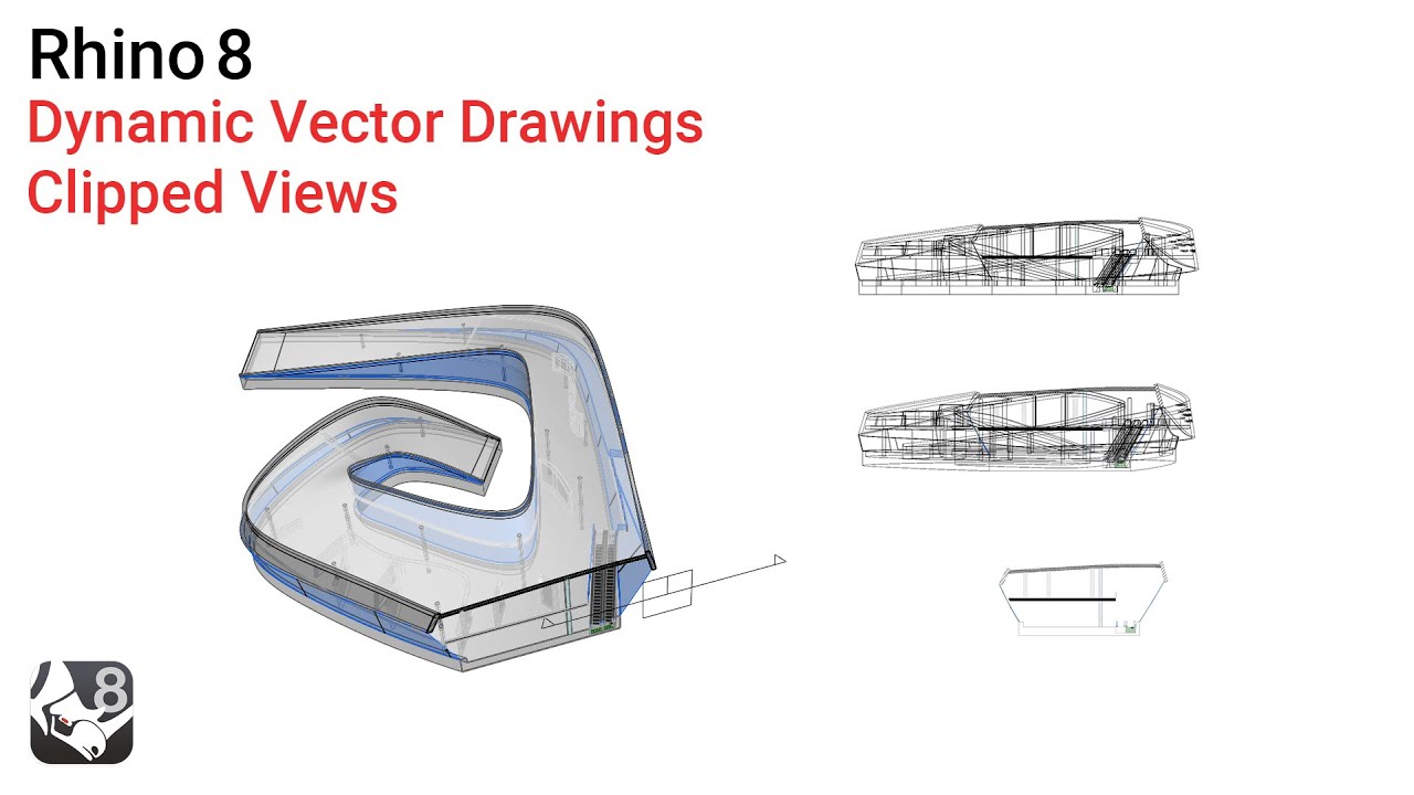 Rhino 8 기능 소개 - 실시간 도면 생성 명령 DynamicVectorDrawings, SaveClippingSectionViews
