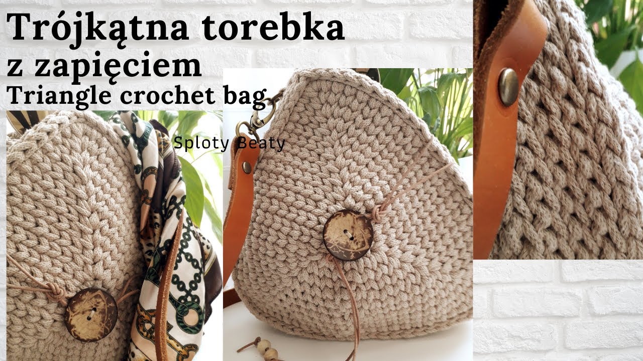 Trójkątna torebka z zapięciem. Triangle crochet bag