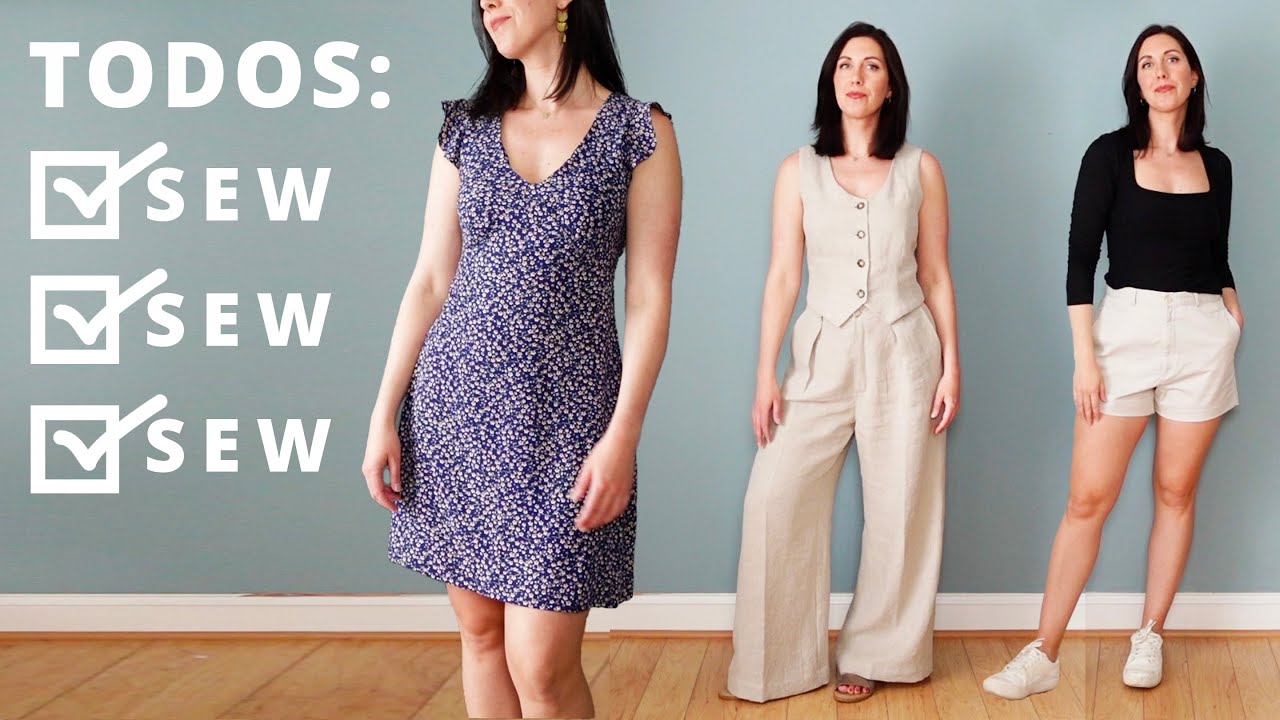 Tackling my sewing todos! Pleated linen trousers, vintage dress pattern, mending projects
