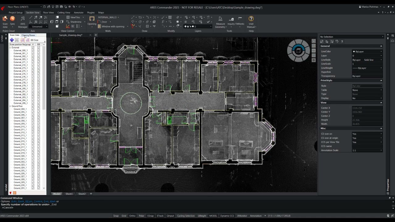 Specialized Undet tools for Floor Plans creation based on point clouds