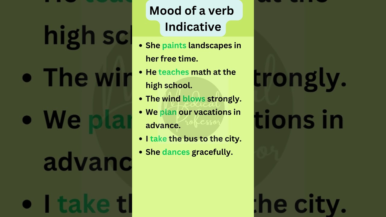 Indicative Mood of a Verb   | Verb Mood 