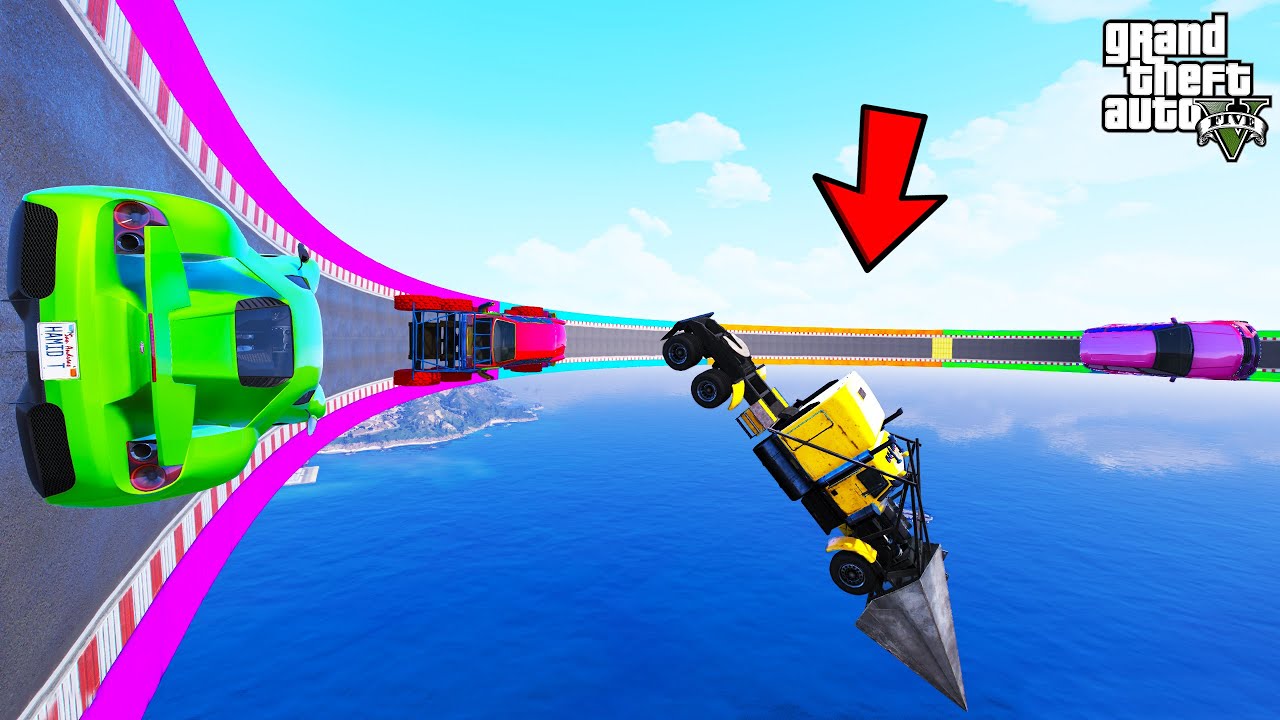 FRANKLIN TRIED IMPOSSIBLE SPIRAL WALLRIDE MEGA RAMP PARKOUR CHALLENGE GTA 5 | SHINCHAN and CHOP