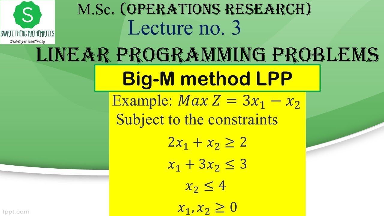 Big m method conditions  || big m method in operation research || big m method minimization problem