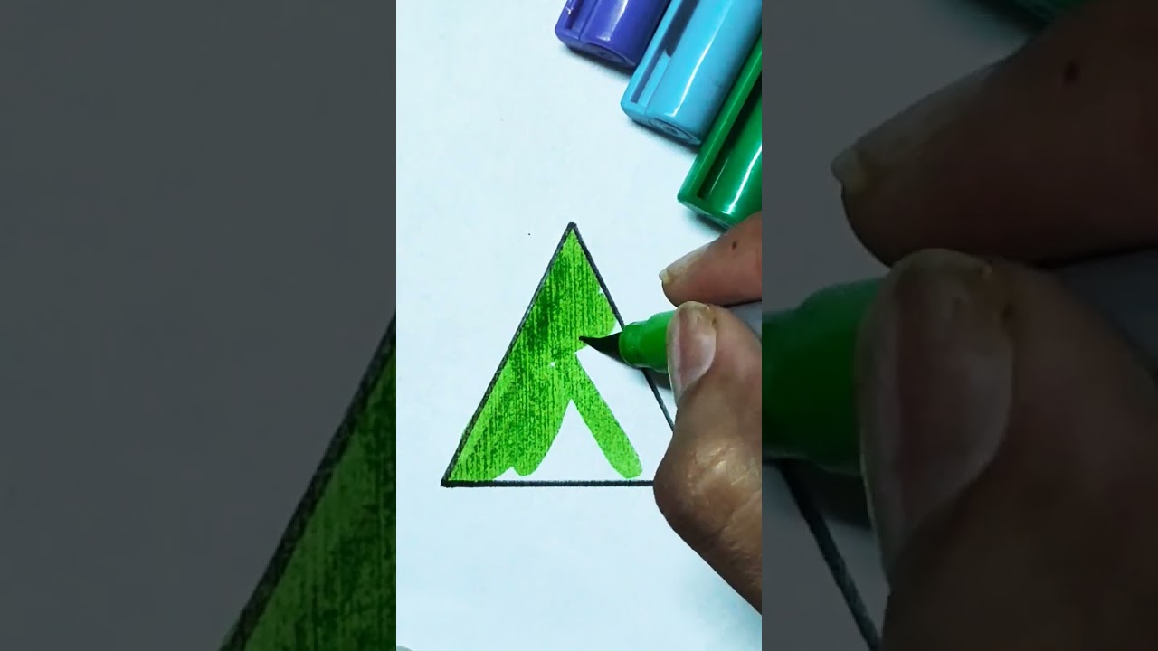 Light green 💚 triangle satisfying drawing #shorts #art #satisfying