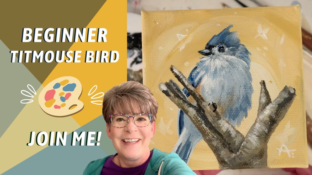 EASY Bird Painting WITH TRACEABLE! Tufted Titmouse By: Annie Troe
