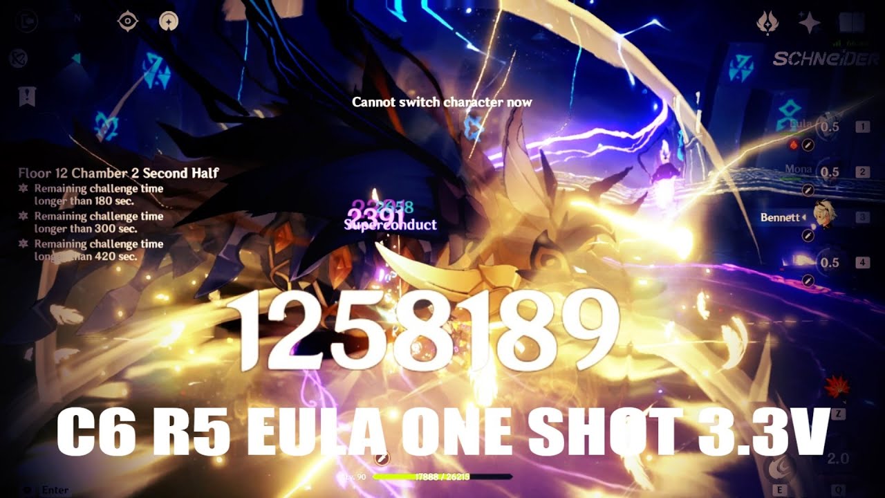 C6 Eula one shot Golden Wolflord - Spiral Abyss 3.3 | Genshin Impact