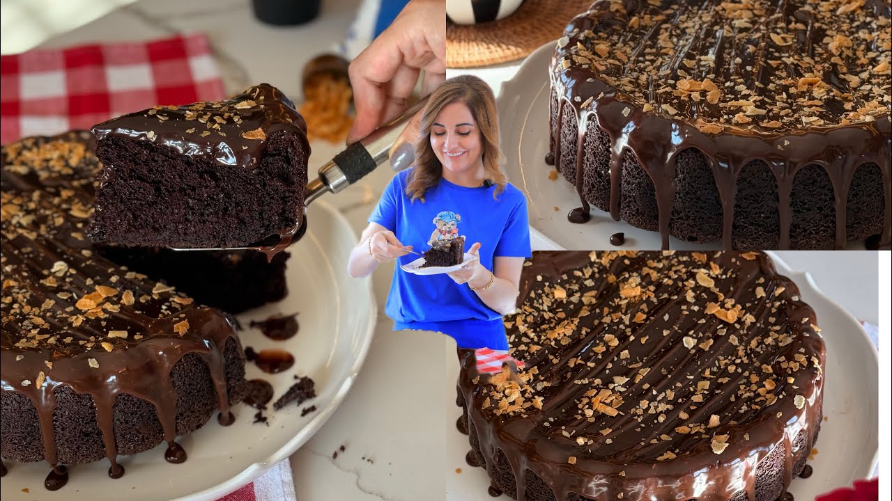 من اكتر كيكات الشكولاته شهره والي معتمديها في مطبخي مع افخم صوص شكلاته منزلي Chocolate cake sauce