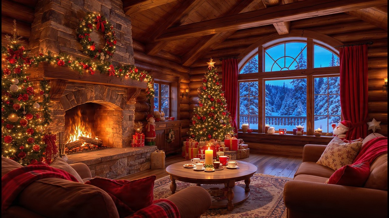 Inspiring Instrumental Jazz in a Warm Cozy Cabin with Fireplace
