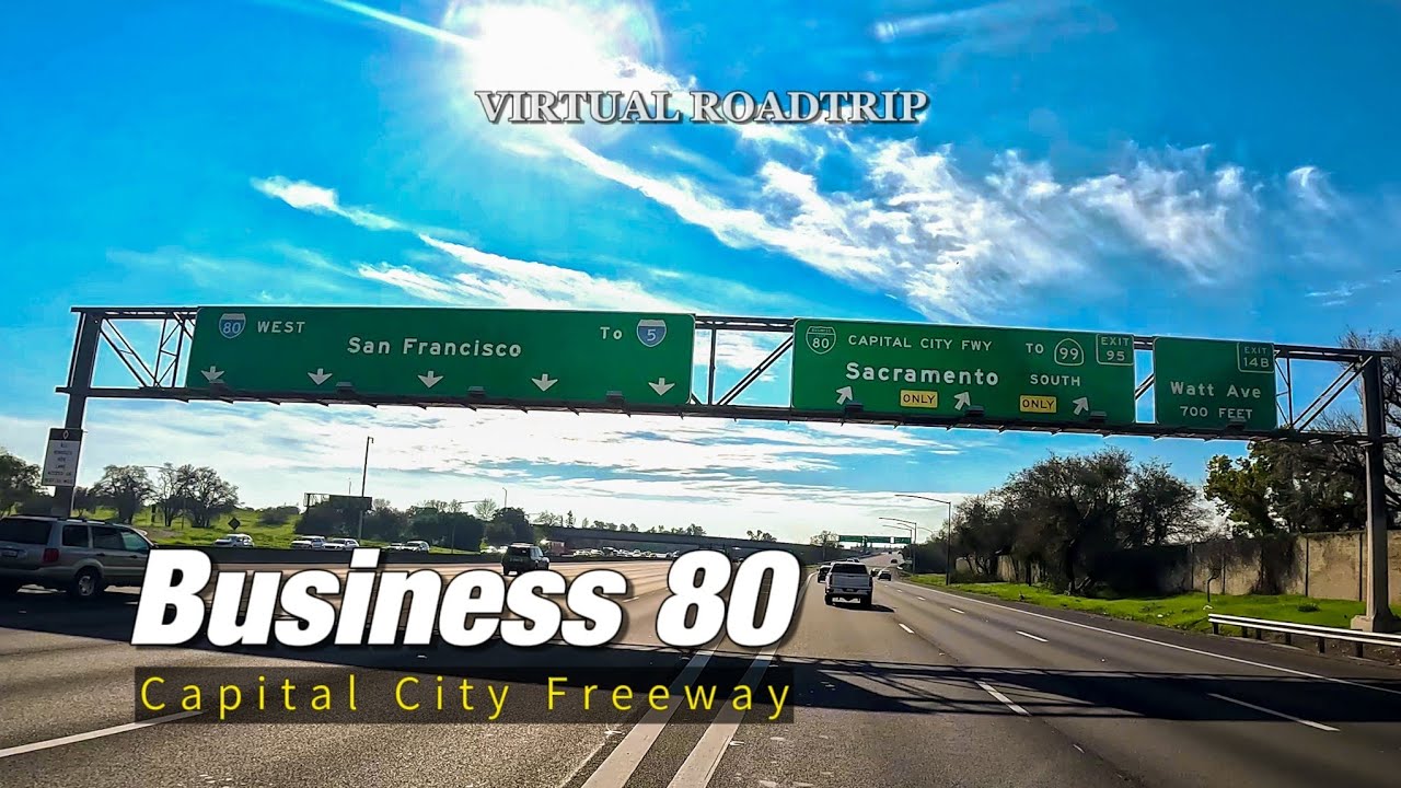 [4k] Busy and Traffic everyday. Business 80 in Sacramento. Capital City Freeway.