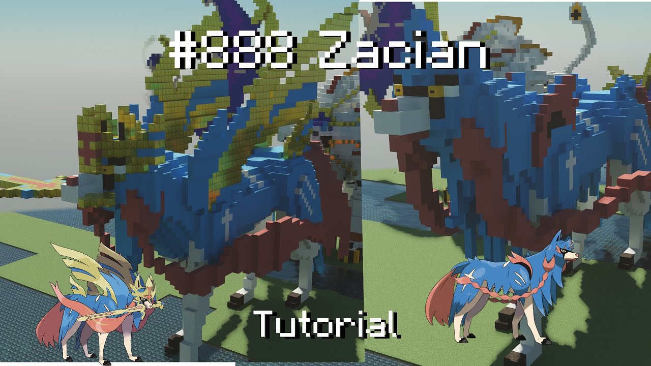 How to build a Pok&eacute;mon Zacian statue in Minecraft (Tutorial)