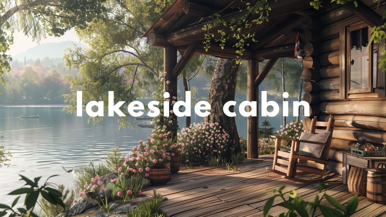 Spring Porch Ambience 🌳ㅣLakeshore Water Sounds, Birds Chirping & Spring Ambience