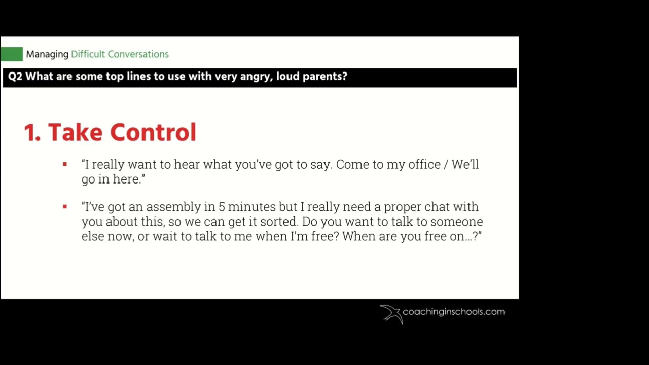 [HEADTEACHERS] Handling Loud Angry Parents: What Are Some Top Lines To Use? - Coachinginschools