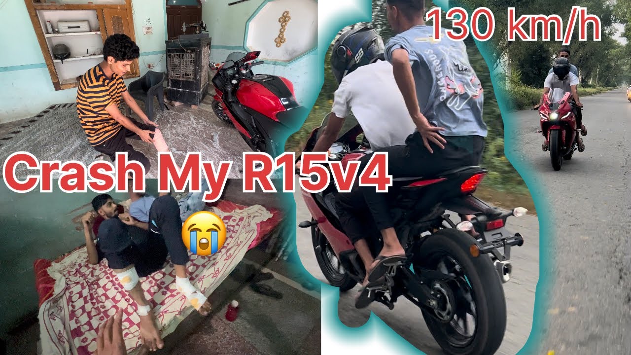 Yamaha r15v4 crash😭my new r15v4 ka accident hogya || trigger red wolf