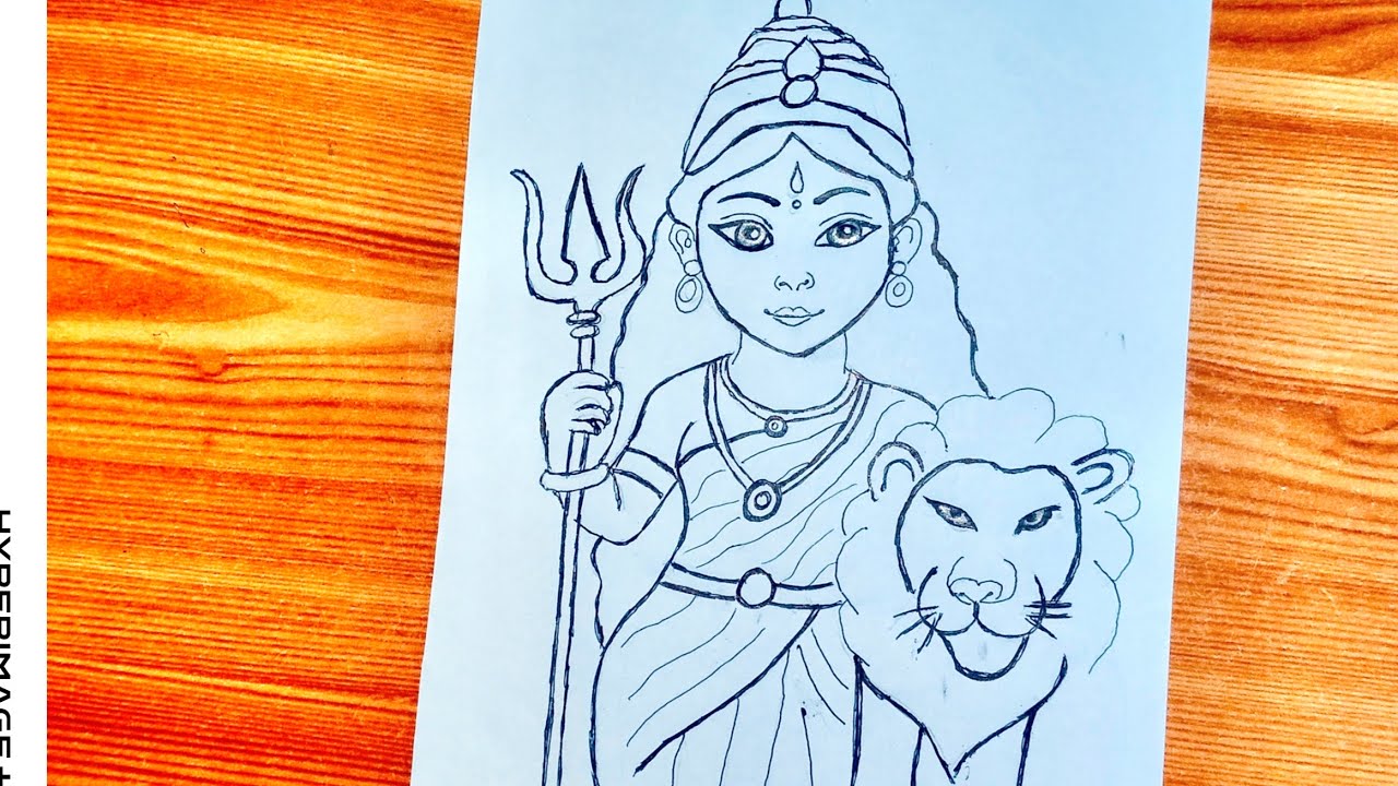 How to Draw Durga Maa drawing ll easy step by step Cute Durga Maa drawing 