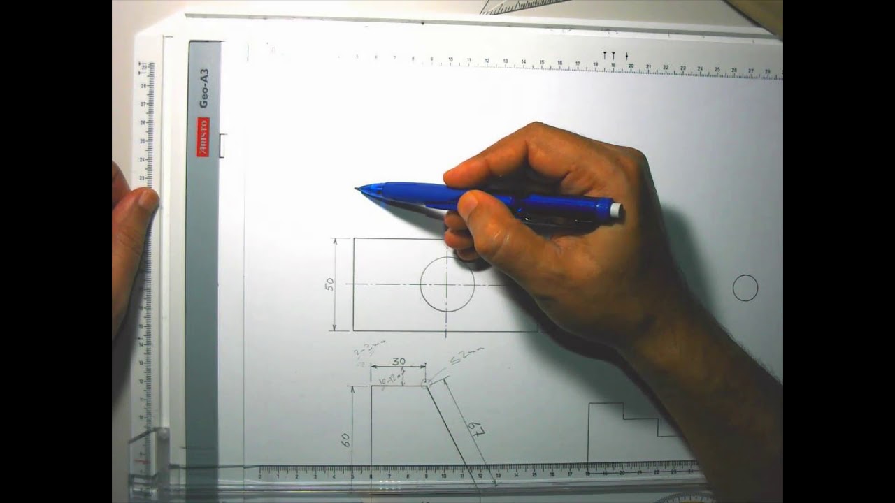 10-2: How to draw Dimensions by hand كيف ترسم الأبعاد في الرسم الهندسي اليدوي