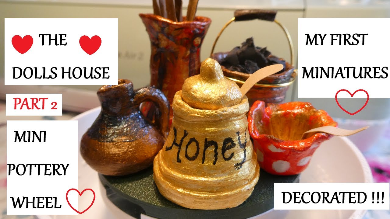 WOW ! MY FIRST POTTERY MINIATURES DECORATED AND MADE FOR BRIDGETS COTTAGE !