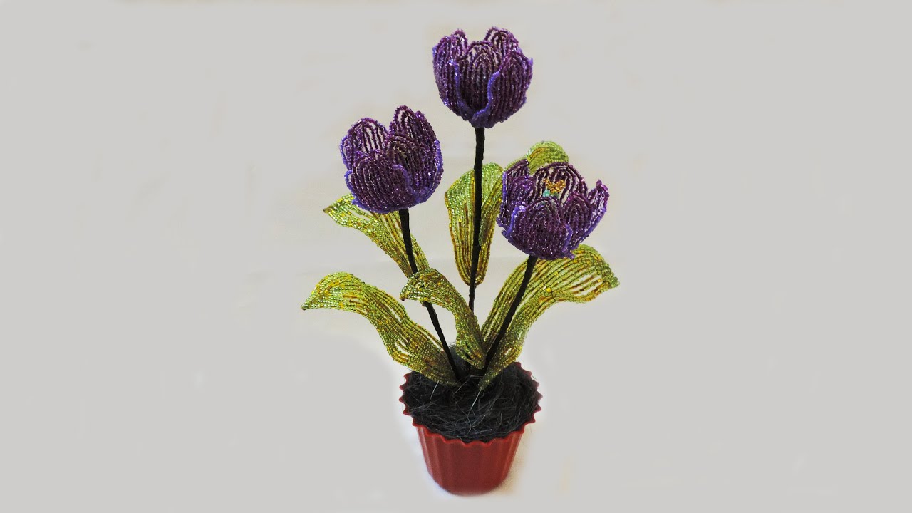 Тюльпан из бисера Часть 1/Tulip Bead Part 1