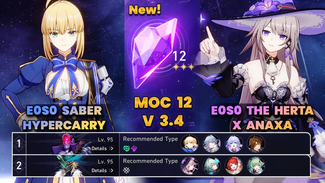 E0S0 Saber Hypercarry & E0S0 The Herta x Anaxa | New MOC12 | 3 Stars | HSR | V3.4 |