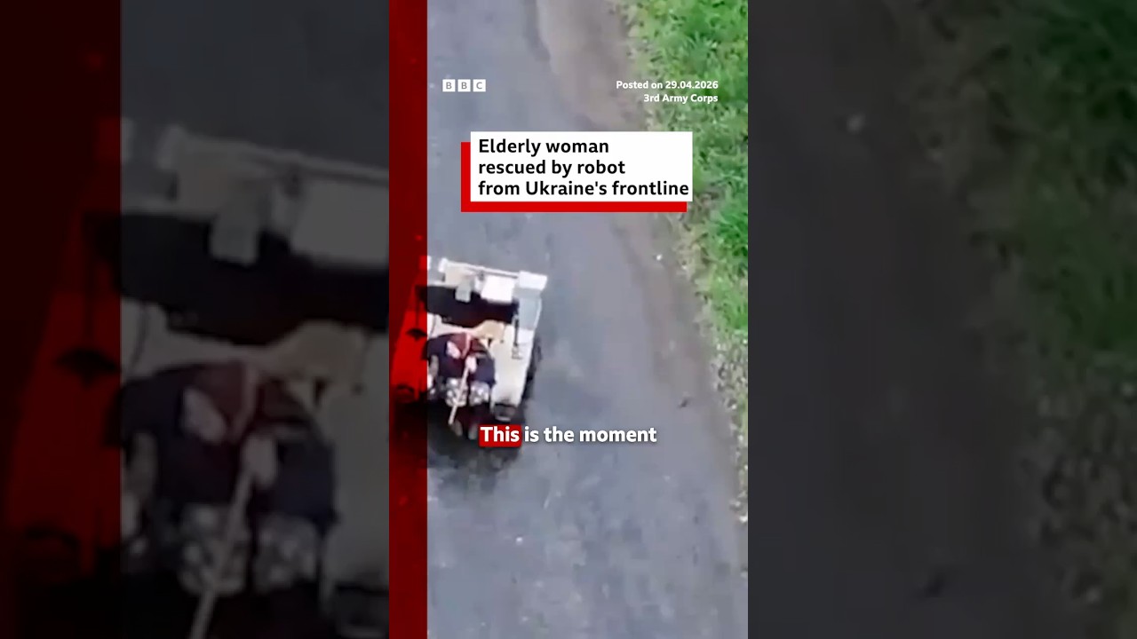 Robot rescues elderly woman from Ukraine's frontline. #Ukraine #Drone #BBCNews