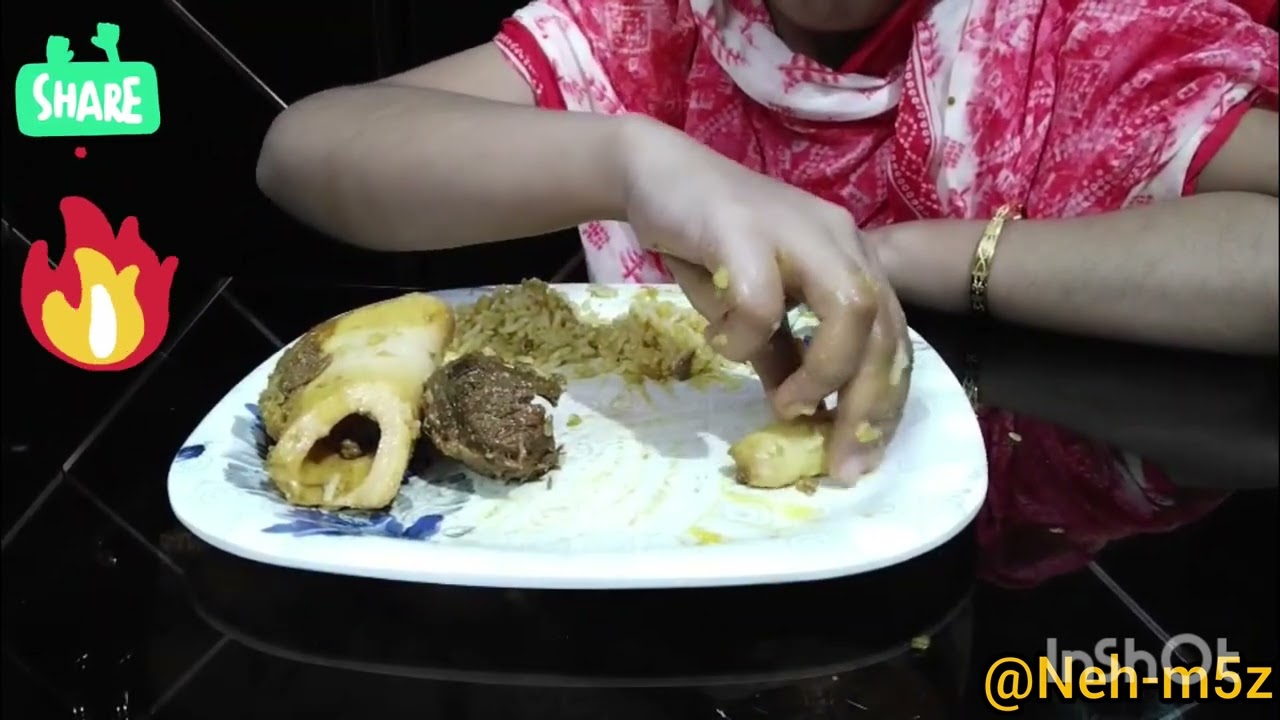 Bengali eating show-Eating spicy beef curry with rice.লাল লাল মাংসের ঝোল সাথে গরম ভাত/#bengali #food