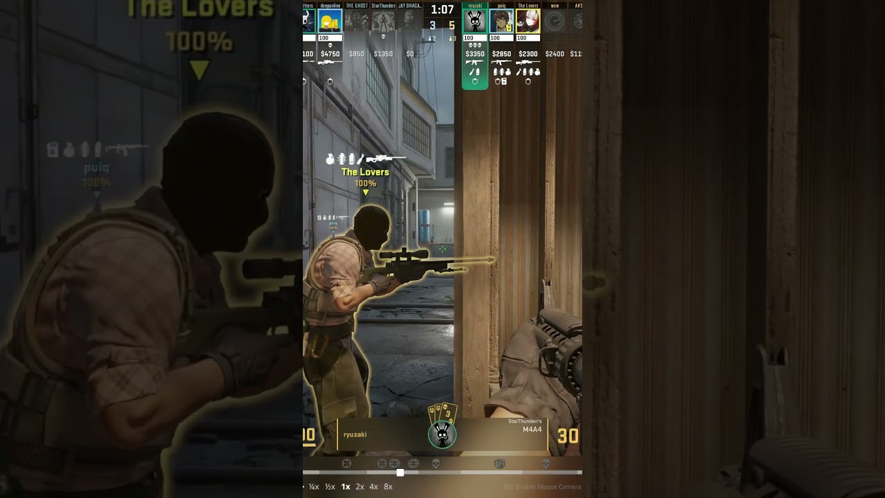 Counter Strike 2 ACE KILL 1 v5 under 60 Secs #cs2 #csgo