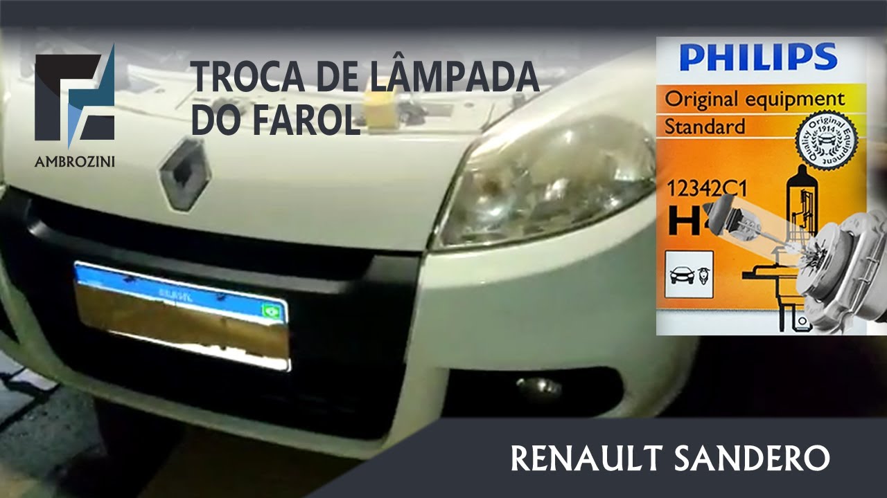 Troca da Lâmpada do Farol - Renault Sandero (Philips H4) Esquerdo Direito