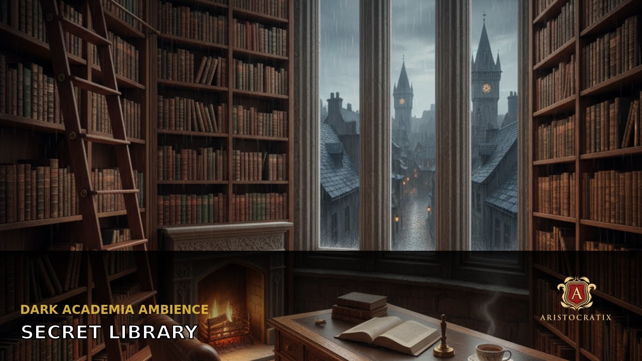Dark Academia Study Ambience | Candlelit Oxford Library & Cathedral Piano