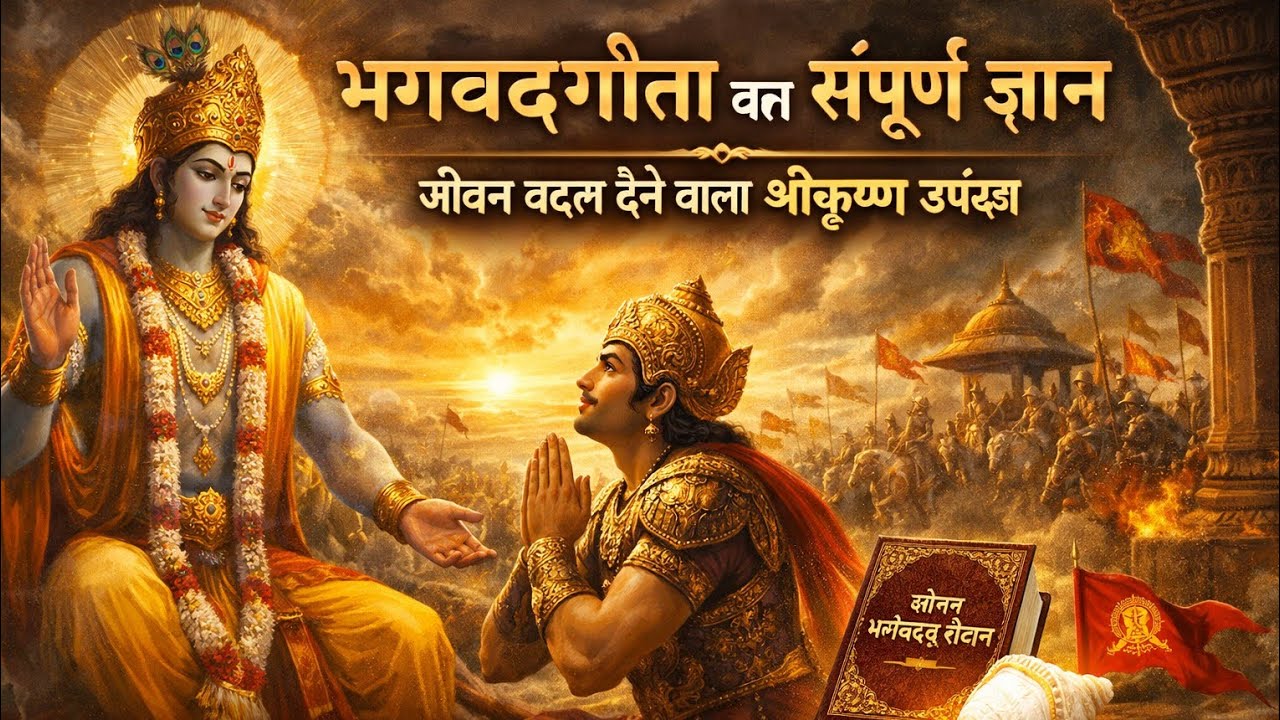 “भगवद्गीता का संपूर्ण ज्ञान | 5 मिनट में जीवन बदल देने वाला श्रीकृष्ण उपदेश 🚩”