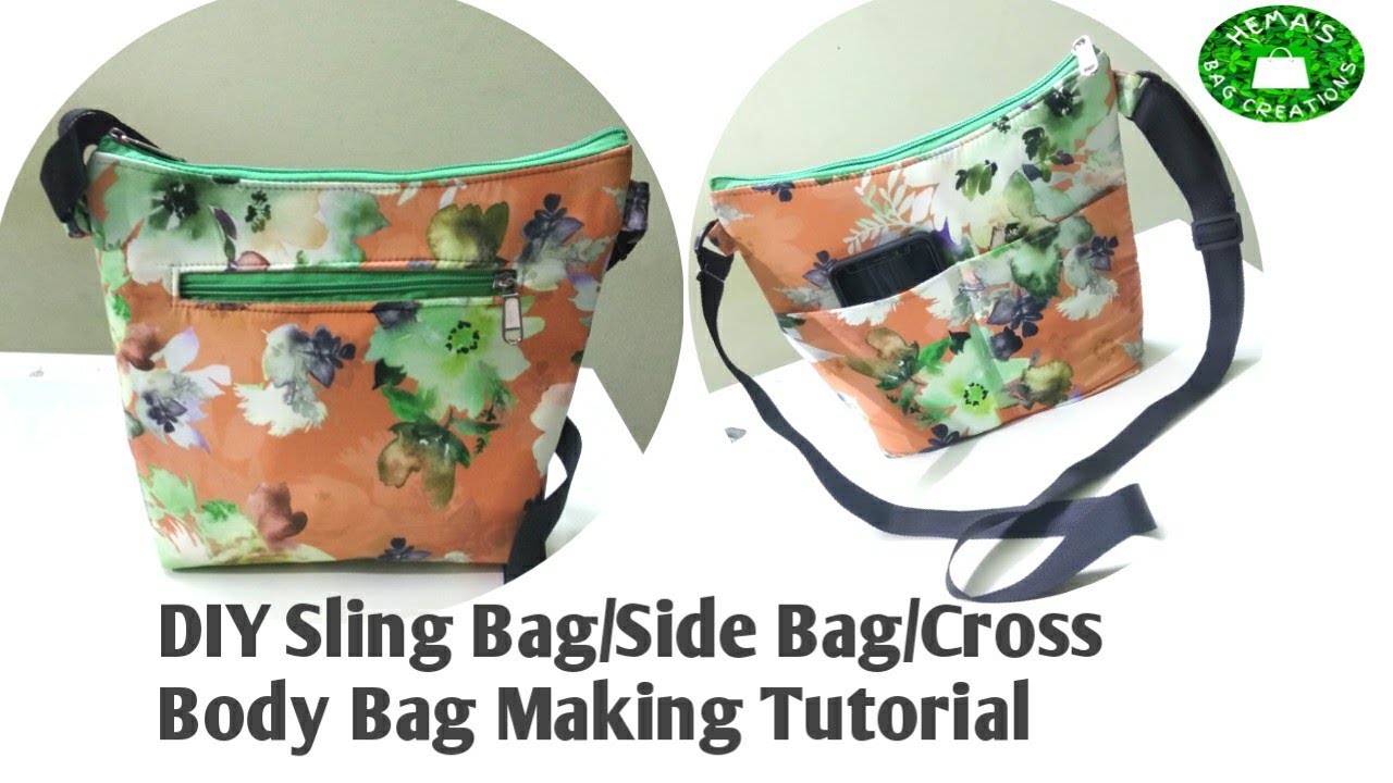 Fabric Sling Bag Making At Home|How To Stitch Sling/Cross Body/Side Bag With Step By Step Process