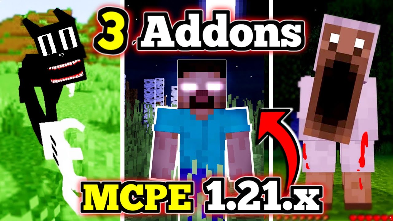 🔴  3 Addons de TERROR para MCPE 1.21.X 😱 | Addons TERRORIFICOS para BEDROCK! 😰