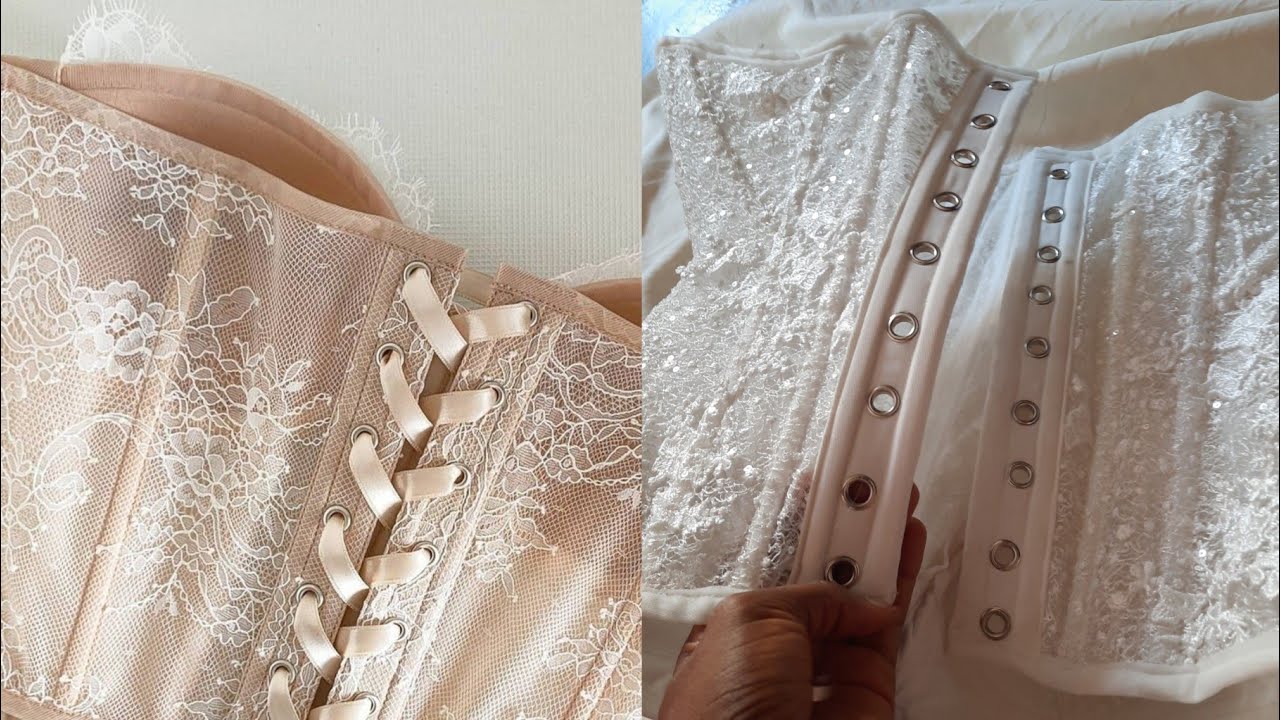 How to Sew Boning Channel for Corset Eyelet lacing bar. Boning structure for Eyelet  #viralvideo