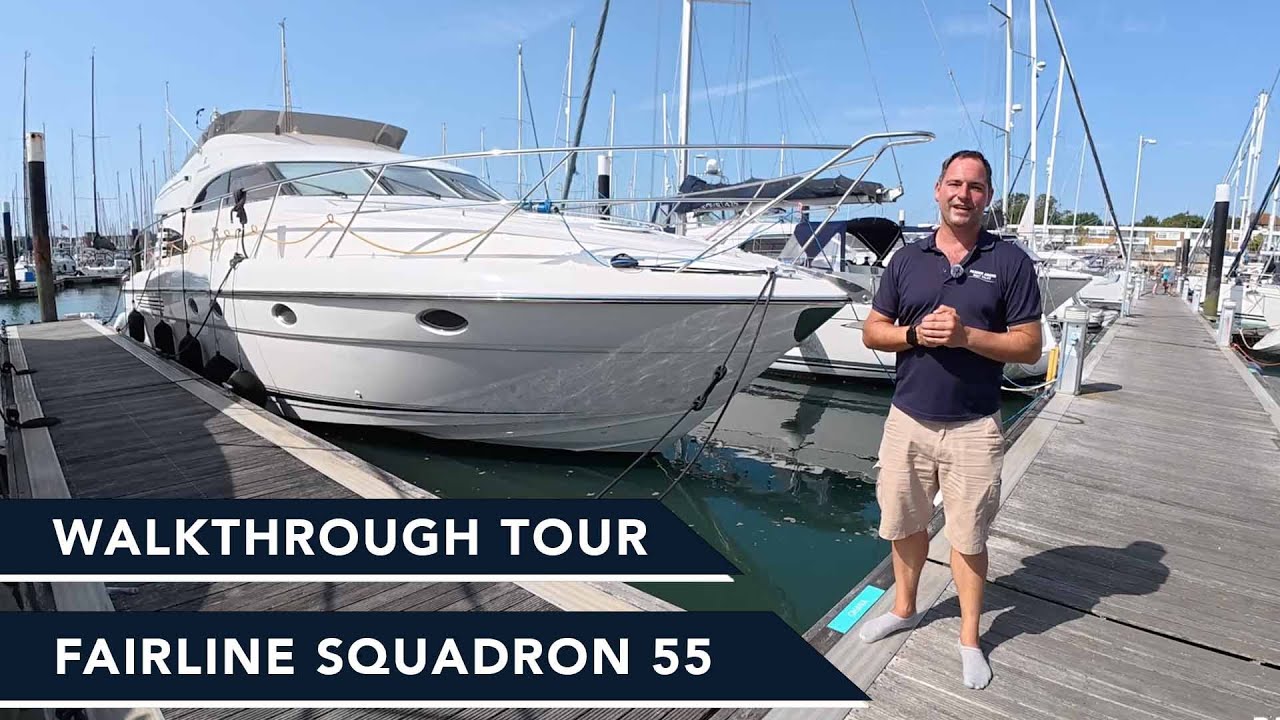 Fairline Squadron 55 - Full Walkthrough Tour on a Classic Flybridge Cruiser