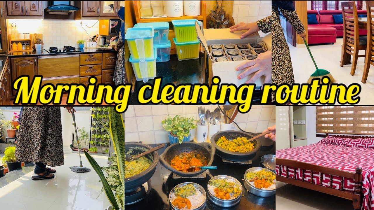 My 5.30 AM Morning Routine# Easy Breakfast# ചീര പരിപ്പ്കറി#ഈസി മാങ്ങ കറി# Cleaning# SubinaNishad