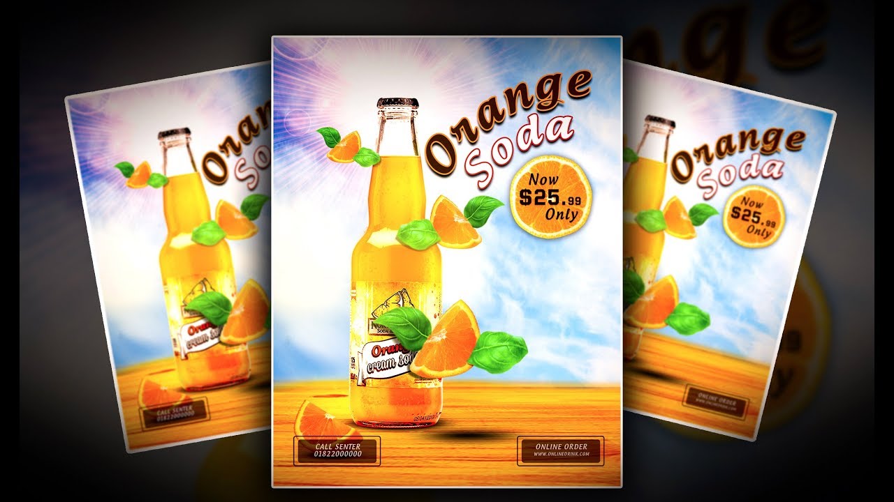 Soda Drink Poster Design idea | Photoshop tutorial by Ju Joy Design Bangla