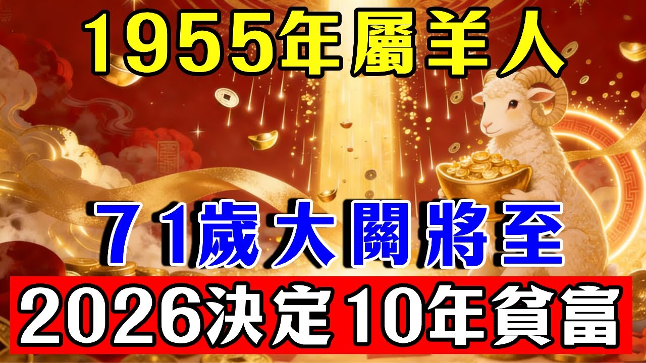 1955年屬羊人，乙未之命！2026年71歲大關將至，這一年決定你未來十年的貧富！生肖羊必看！