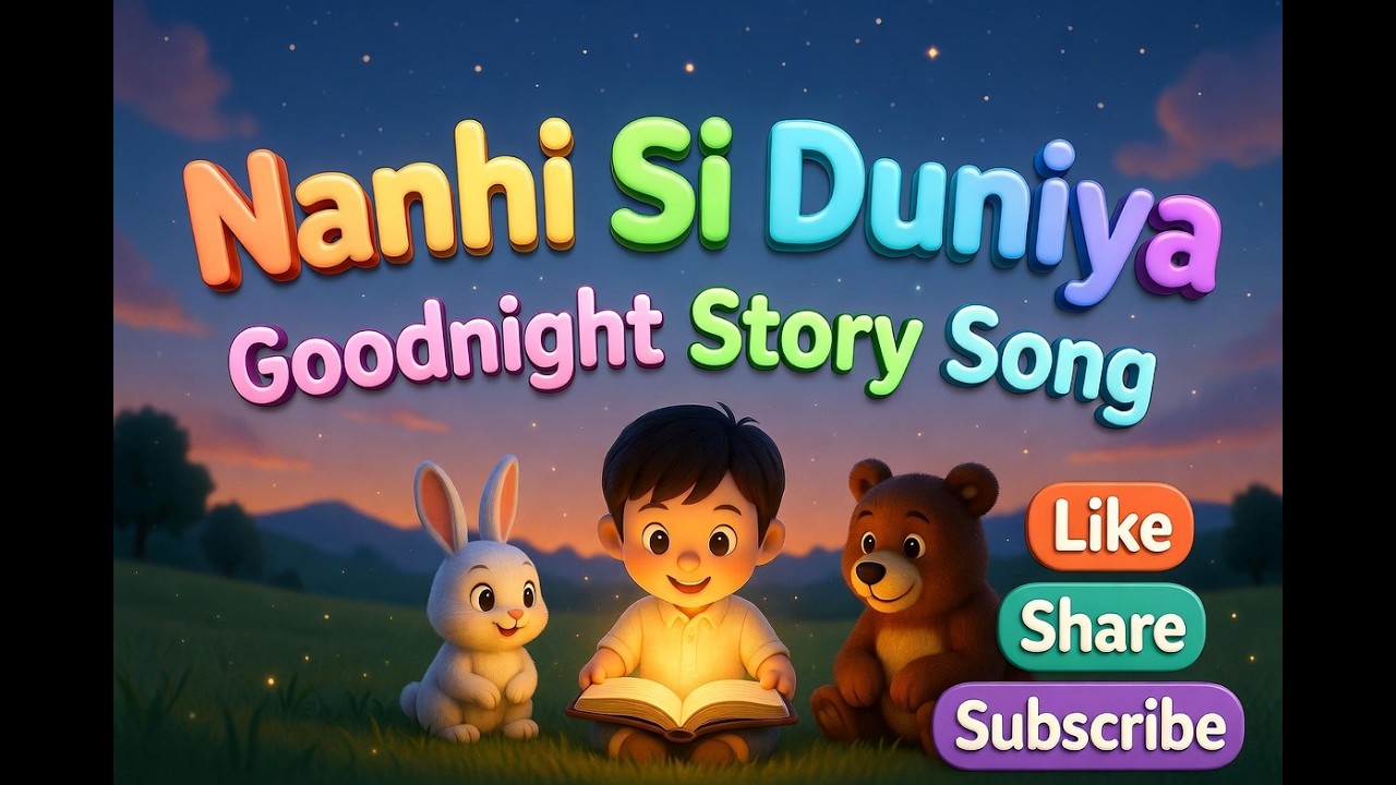 Nanhi Si Duniya 🌙 Goodnight Story Song | Kids Bedtime Rhyme with Bunny & Bear | SunshineStories4Kids