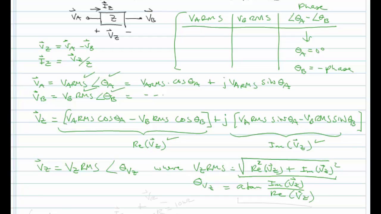 Calculating Branch Currents from Phasor Node Voltages