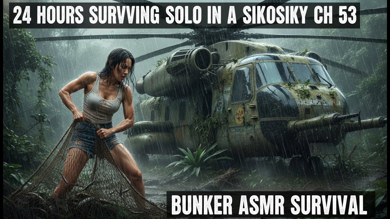 24 Hours Surviving Solo in a Sikorsky CH 53 Tropical Bunker ASMR Survival