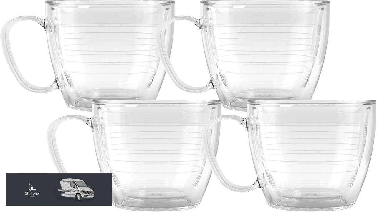 Tervis 16oz Clear Insulated Mug Collection 4pk Keeps Drinks Cold