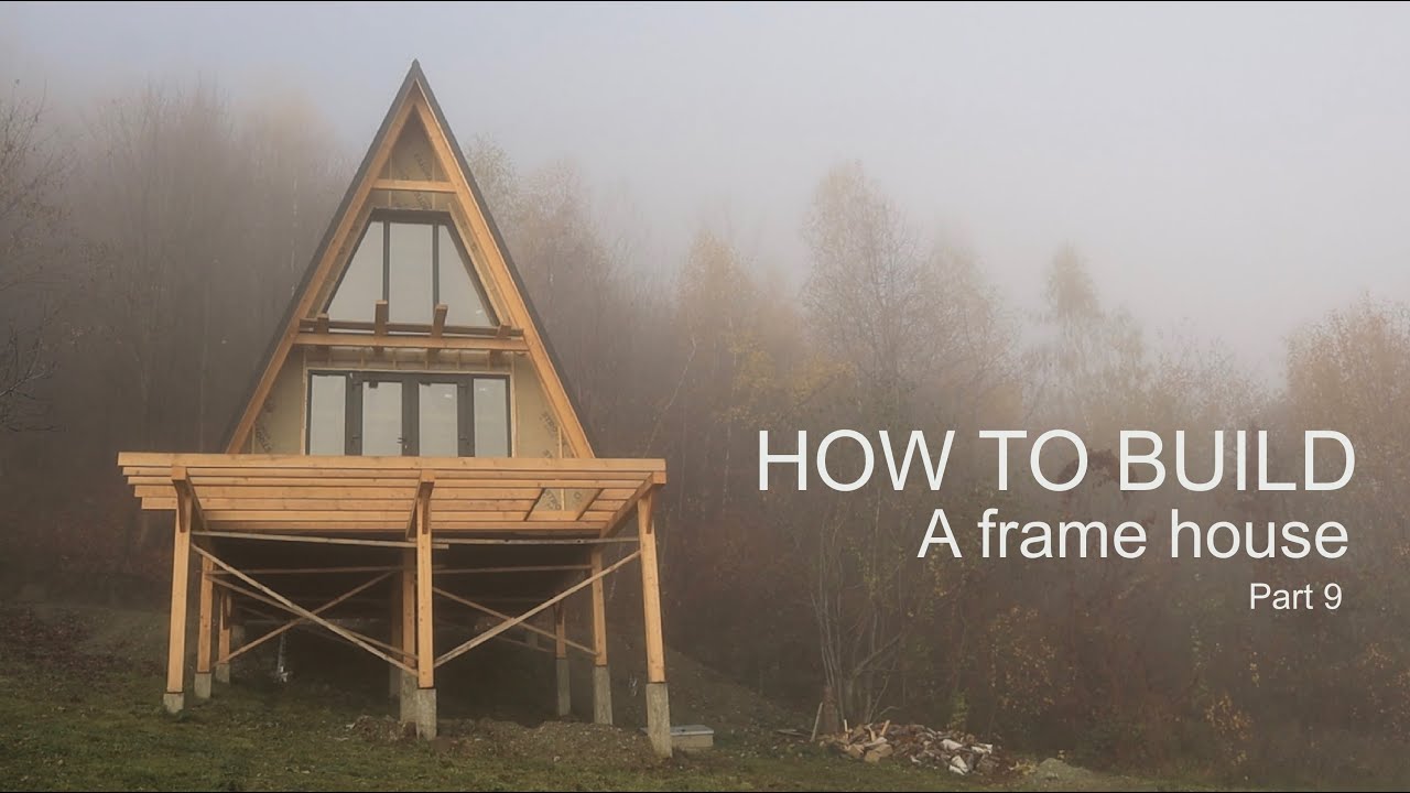 Building A-frame house. Part 9. board under the house, gables, windows and doors.