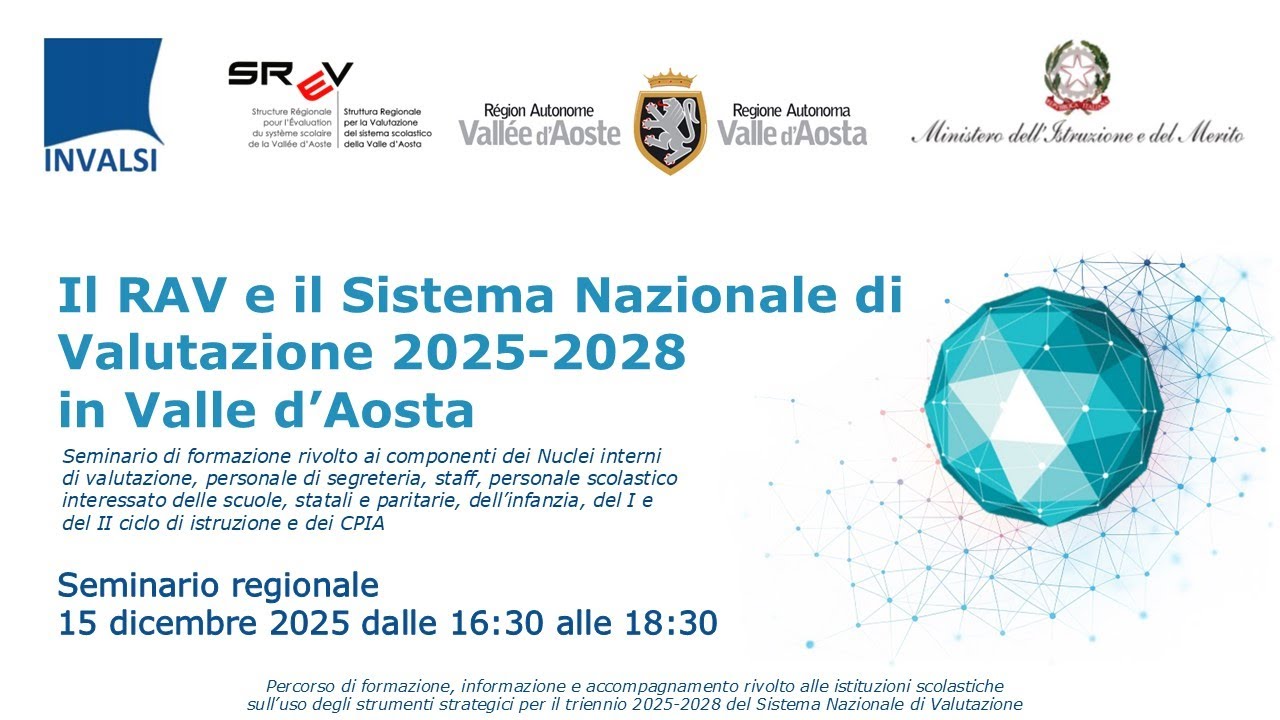 Il RAV e il Sistema Nazionale di Valutazione 2025-2028 in Valle d'Aosta, 15/12/2025, 16:30-18:30